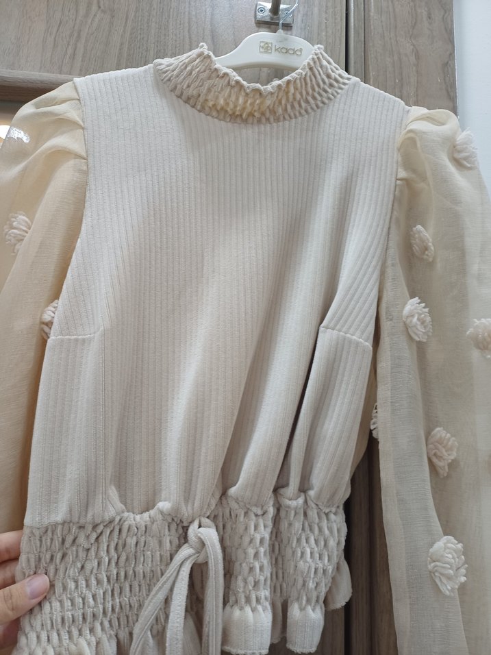 Beyaz Nakışlı Bohem Kadın Bluz - Görsel 2