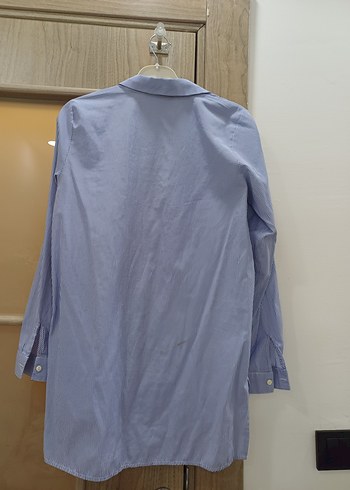 Mavi Nakışlı Uzun Kollu Kadın Gömlek - Görsel 3