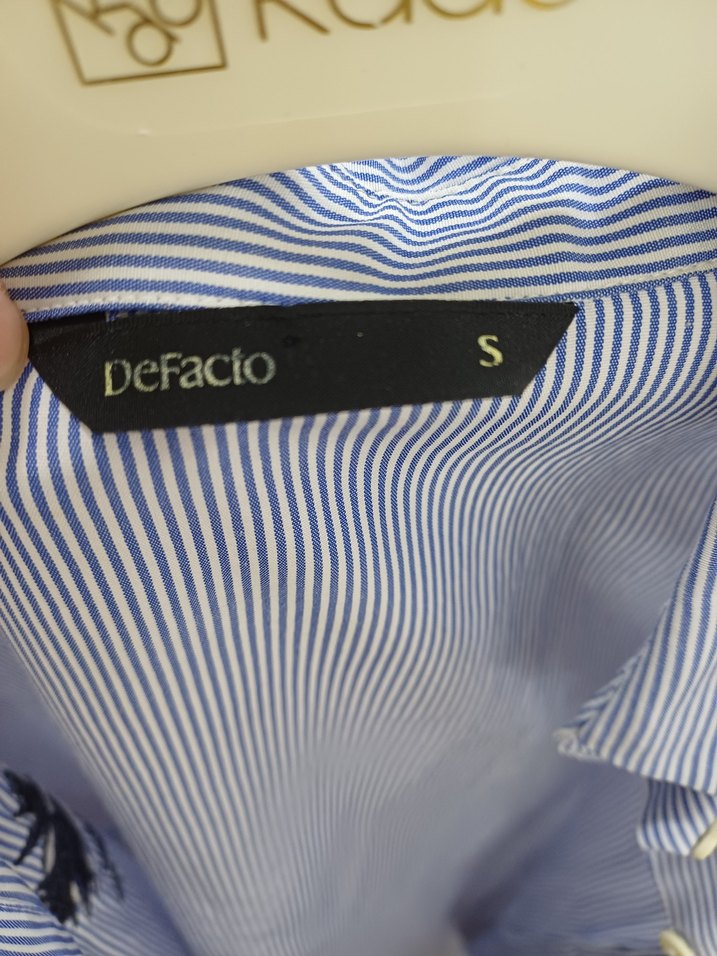 Mavi Nakışlı Uzun Kollu Kadın Gömlek - Görsel 4