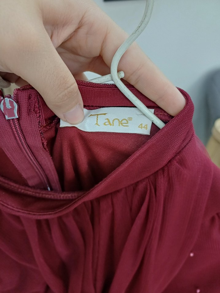 Bordo Uzun Drapeli Abiye Elbise - Görsel 5