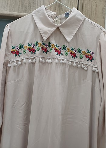 Nakışlı Bej Bohem Uzun Kollu Tunik - Görsel 2