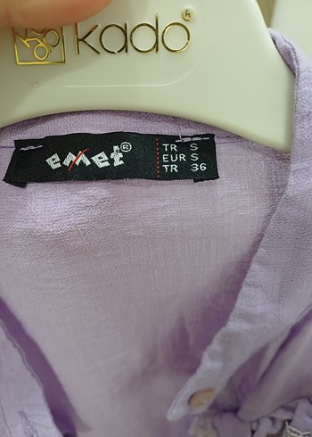 Uzun Kollu Dantelli Lila Kadın Gömlek - Görsel 5