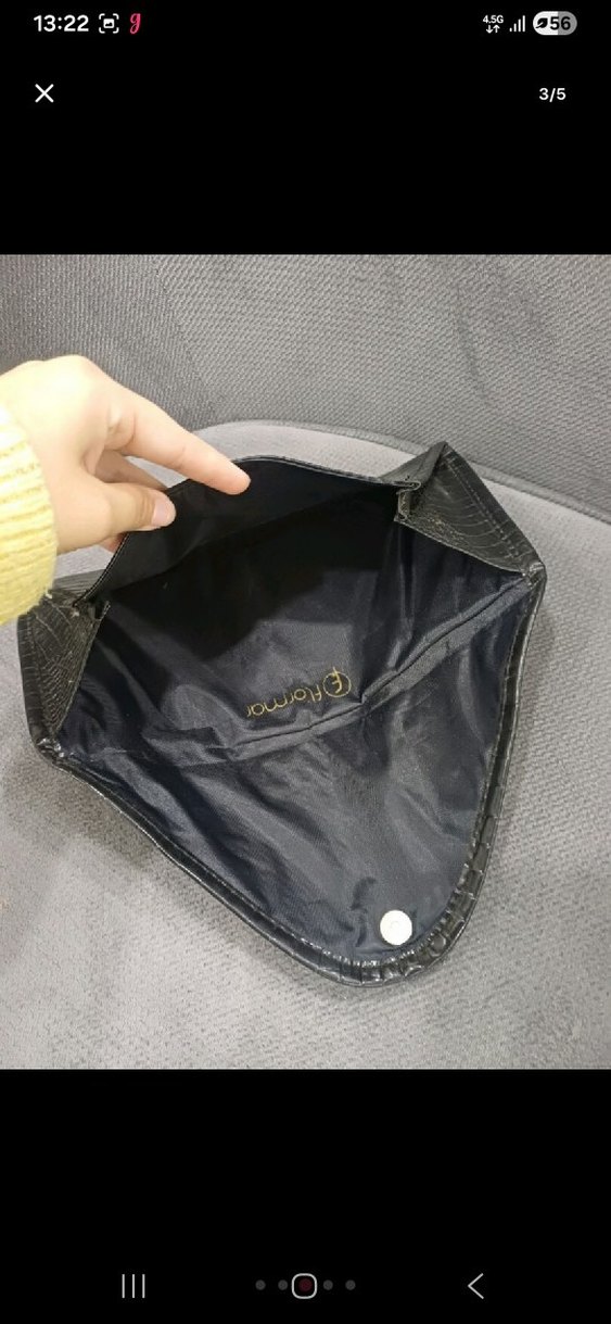 Gri Yılan Derisi Desenli Deri Kadın Clutch Çanta - Görsel 3