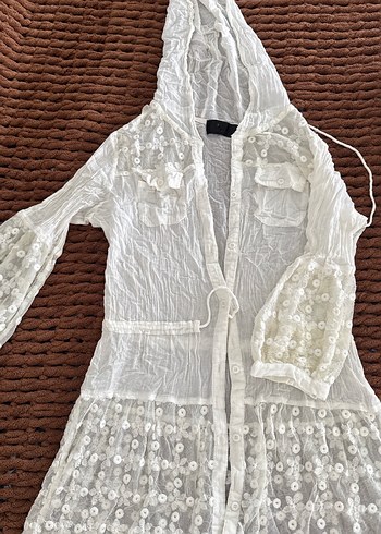 Dantelli Beyaz Uzun plagiyim - Görsel 2