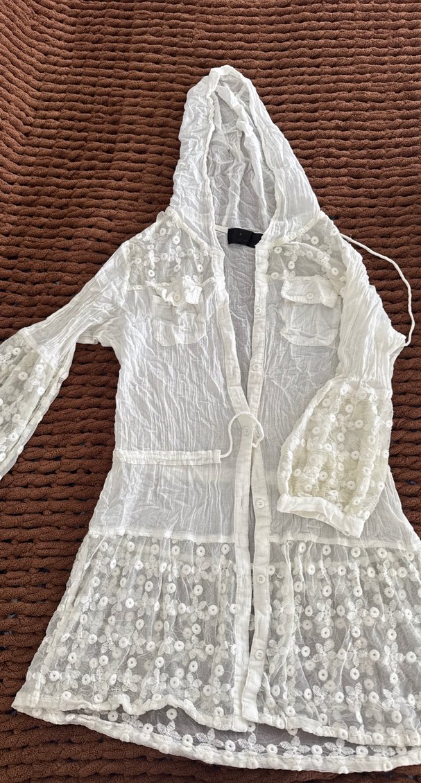 Dantelli Beyaz Uzun plagiyim - Görsel 2