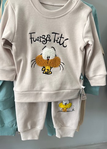 Gri Bebek Takımı Uzun Kollu Sweatshirt ve Pantolon