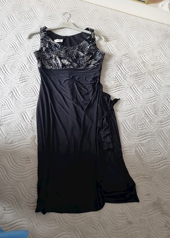 Drapeli  Siyah  Abiye Elbise - Görsel 2