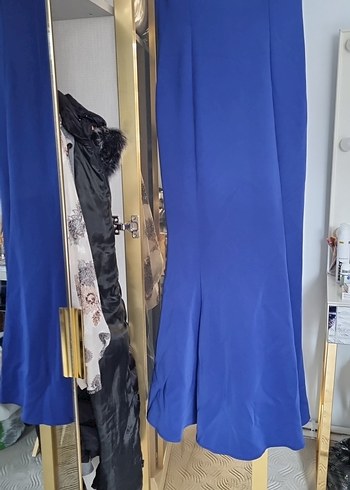 Mavi taşlı Uzun Abiye Elbise - Görsel 2