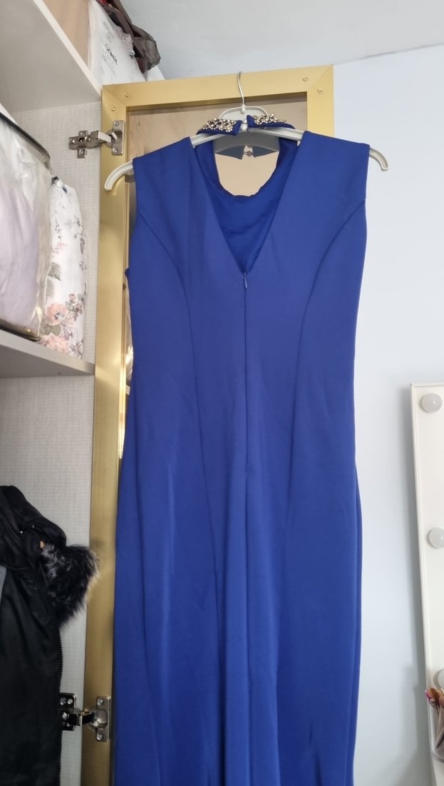 Mavi taşlı Uzun Abiye Elbise - Görsel 5