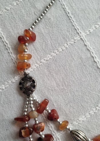 Uzun Boncuklu kehribar Çok Renkli Bohem Kolye - Görsel 7