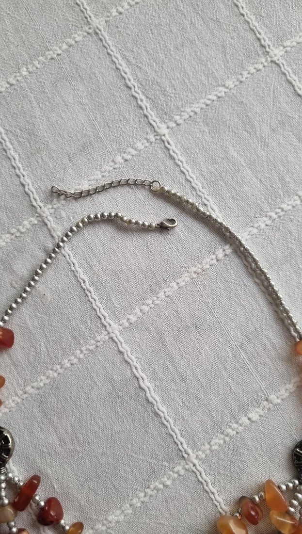 Uzun Boncuklu kehribar Çok Renkli Bohem Kolye - Görsel 2