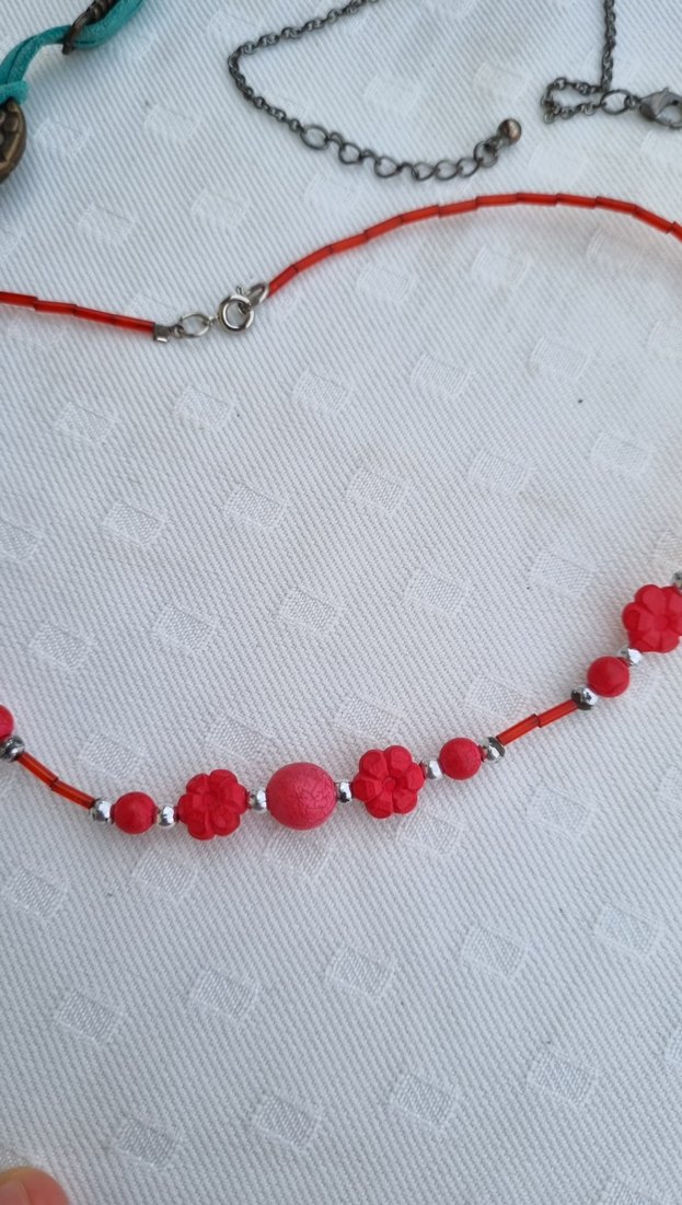 Kırmızı Boncuklu Mini Bohem Kolye - Görsel 4