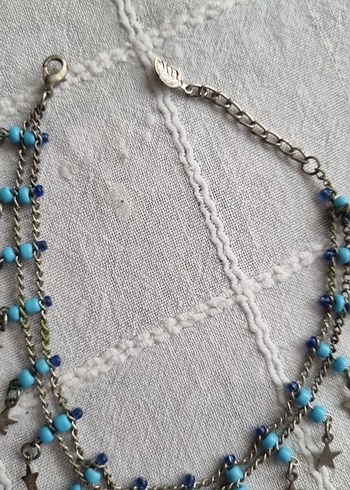 Boncuklu Turkuaz Bohem halhal - Görsel 3