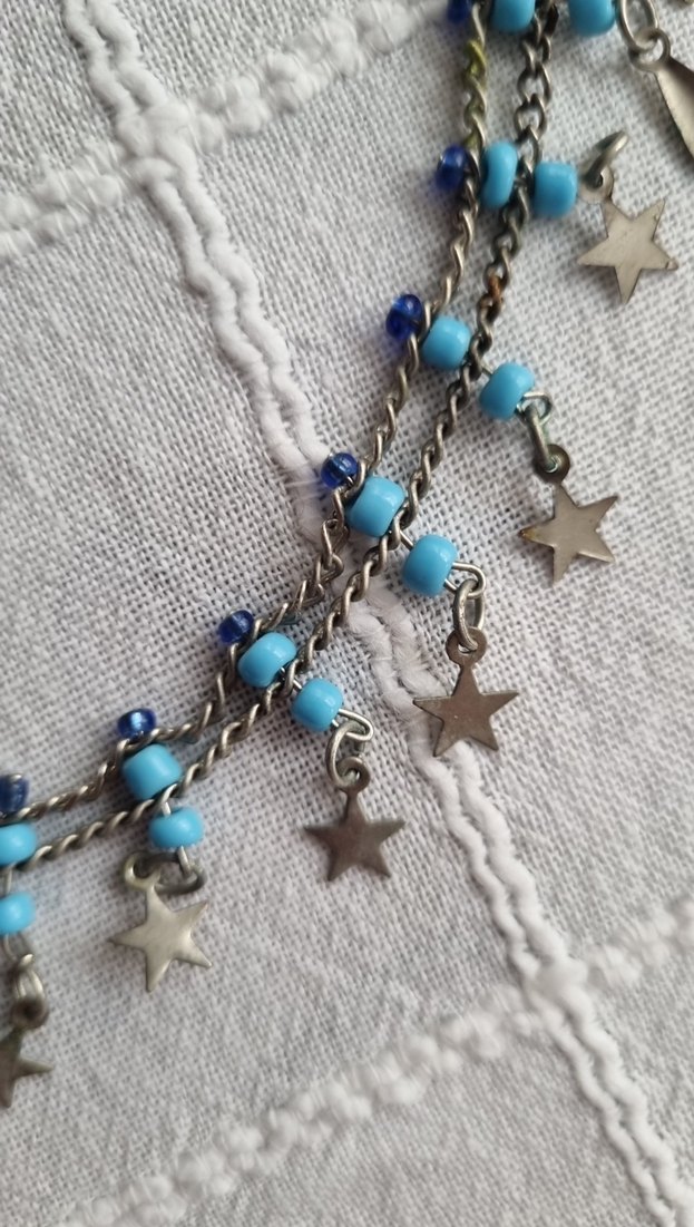 Boncuklu Turkuaz Bohem halhal - Görsel 4