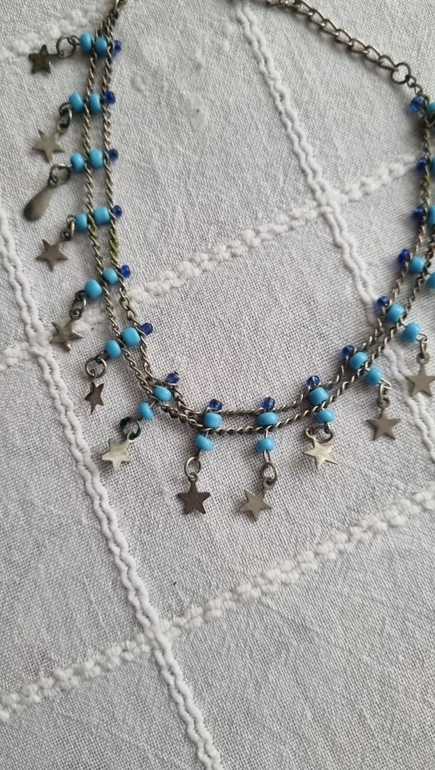 Boncuklu Turkuaz Bohem halhal - Görsel 2