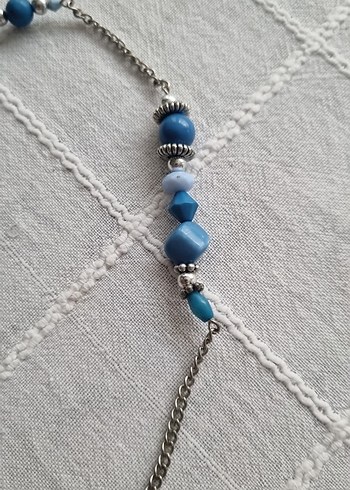 Uzun Turkuaz Boncuklu Bohem Kolye - Görsel 5
