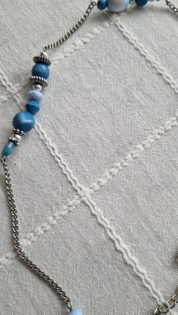 Uzun Turkuaz Boncuklu Bohem Kolye - Görsel 3