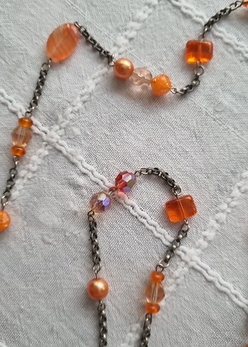 Uzun Zincir Detaylı Çok Renkli Kadın Kolye - Görsel 7