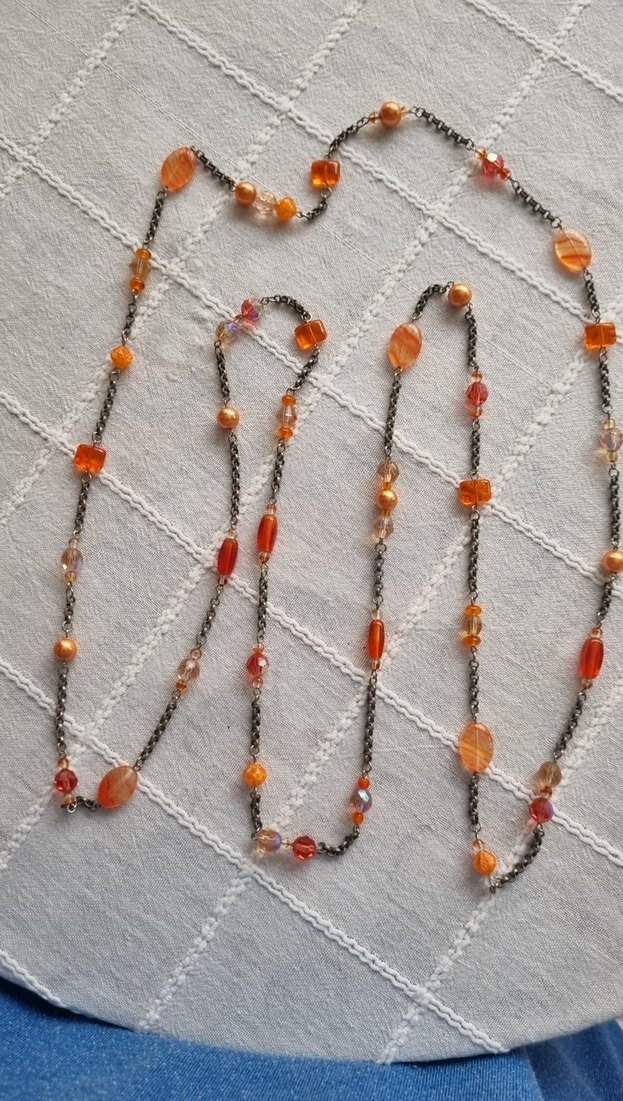 Uzun Zincir Detaylı Çok Renkli Kadın Kolye - Görsel 2