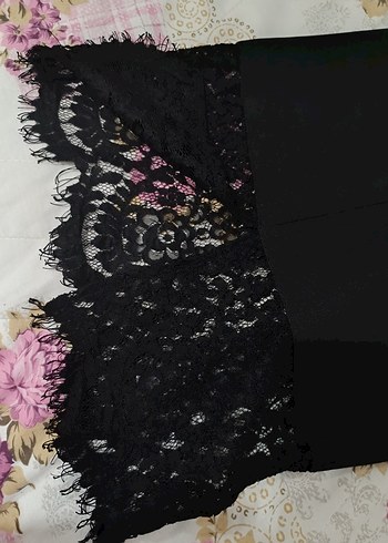 Dantel Detaylı Siyah Midi etek - Görsel 2