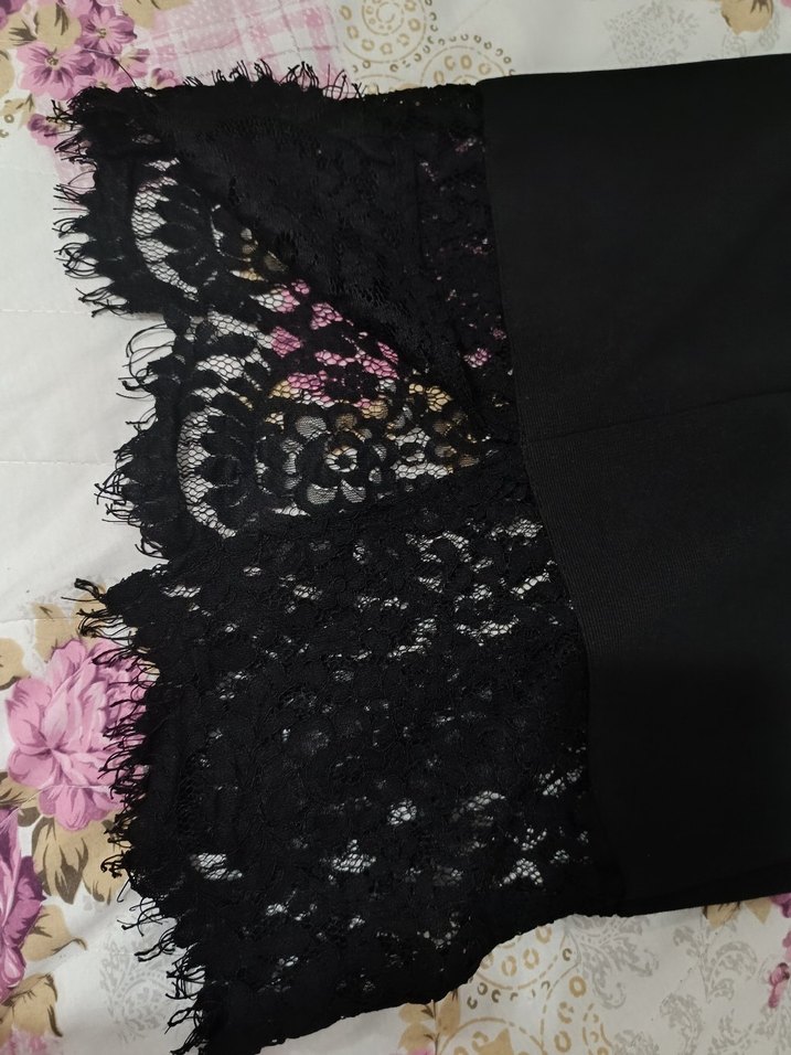 Dantel Detaylı Siyah Midi etek - Görsel 2