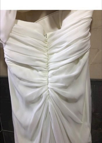 Beyaz Drapeli Straplez Uzun Gelinlik - Görsel 2