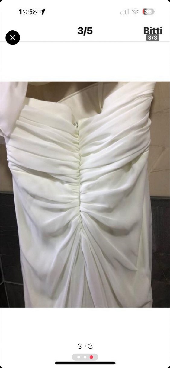 Beyaz Drapeli Straplez Uzun Gelinlik - Görsel 2