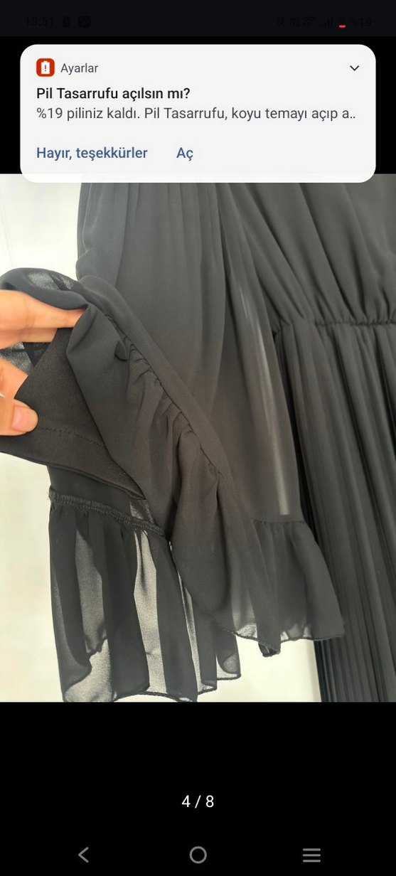 Siyah Piliseli Uzun Kollu Uzun Elbise - Görsel 4