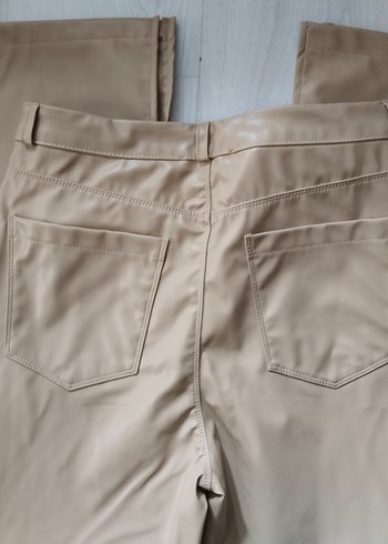 Bej Kadın deri Pantolon - Görsel 5