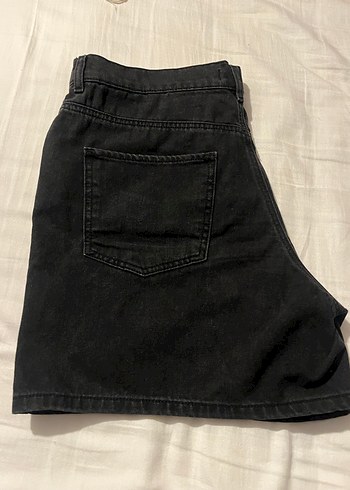 Siyah Mini Denim Şort Rahat Kesim - Görsel 5