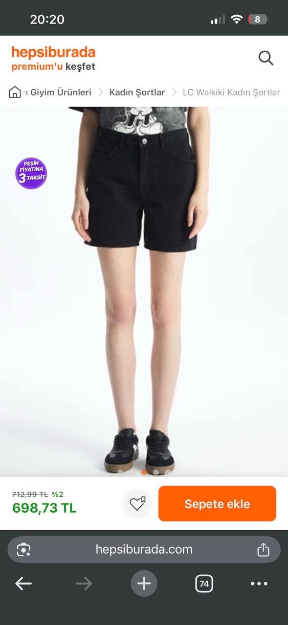 Siyah Mini Denim Şort Rahat Kesim - Görsel 2