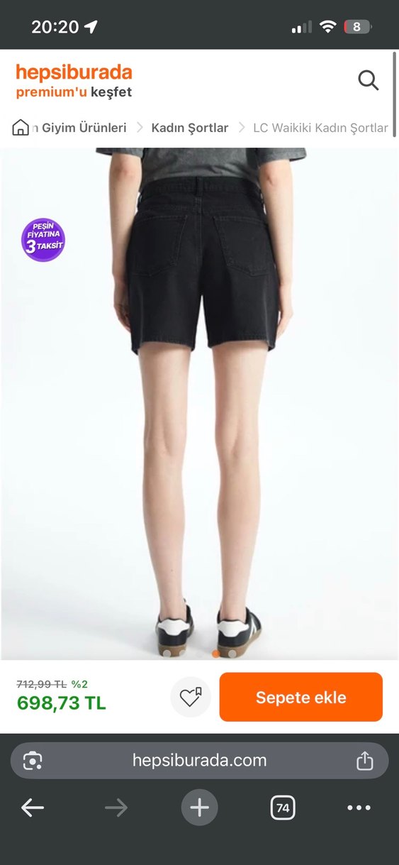 Siyah Mini Denim Şort Rahat Kesim - Görsel 3