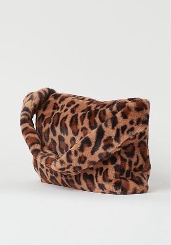 H&M Suni Kürklü Çanta Leopar