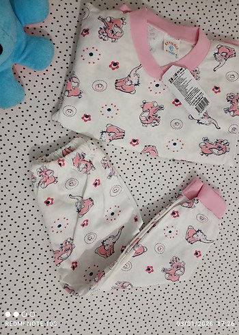 Pembe Baskılı Bebek Kız pijama Takımı - Görsel 2