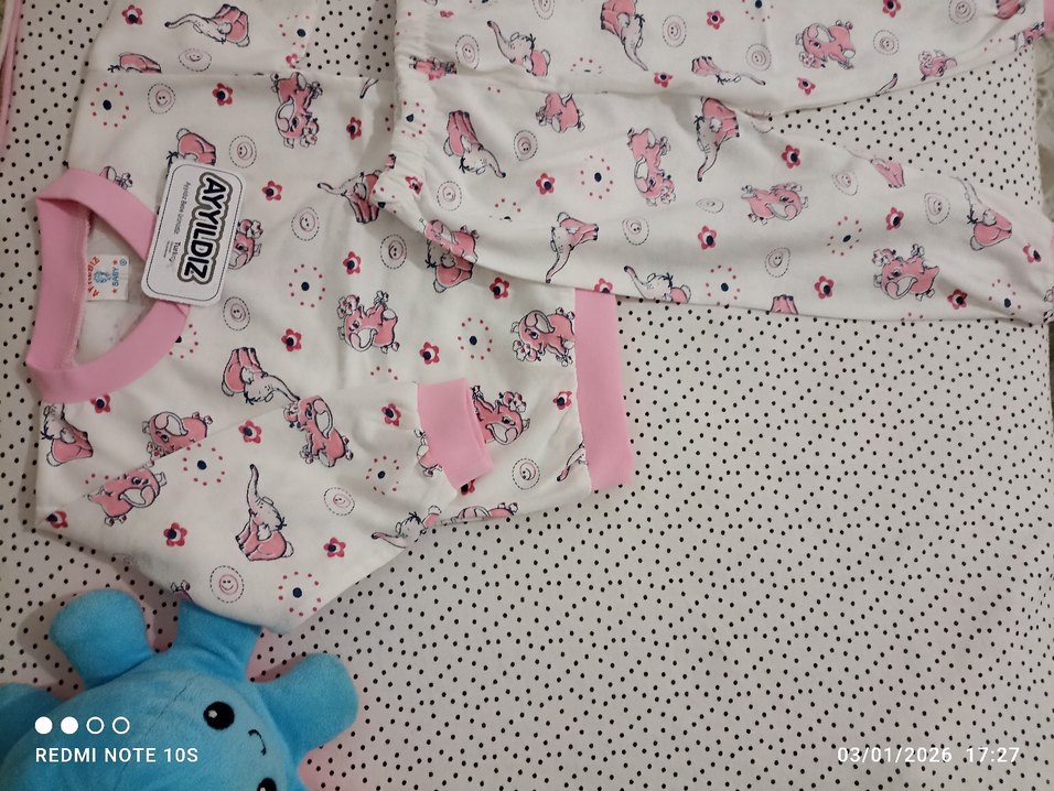 Pembe Baskılı Bebek Kız pijama Takımı - Görsel 3