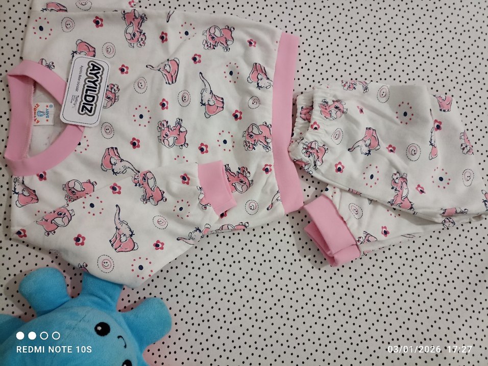 Pembe Baskılı Bebek Kız pijama Takımı - Görsel 5