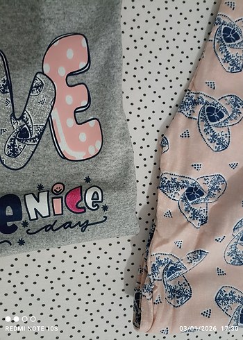 Gri Baskılı Kısa Kollu kız çocuk Pijama Takımı - Görsel 3