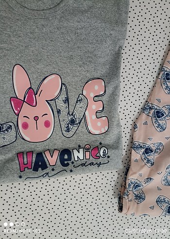 Gri Baskılı Kısa Kollu kız çocuk Pijama Takımı - Görsel 2