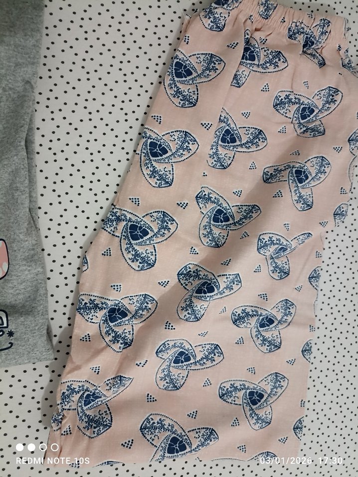 Gri Baskılı Kısa Kollu kız çocuk Pijama Takımı - Görsel 4