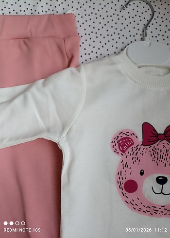 Pembe Kız Bebek Kapüşonlu Takım - Görsel 3