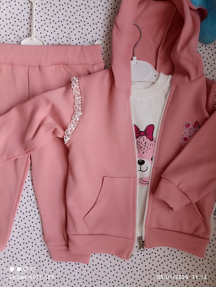 Pembe Kız Bebek Kapüşonlu Takım - Görsel 2