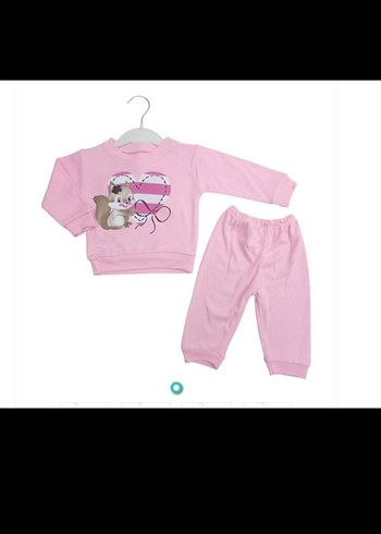 Pembe Uzun Kollu pamuklu yumuşak kumaştan kız bebek takım - Görsel 2