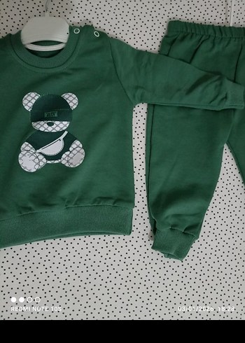 Uzun Kollu Yeşil Erkek Bebek Takımı Ayıcık Desenli - Görsel 9