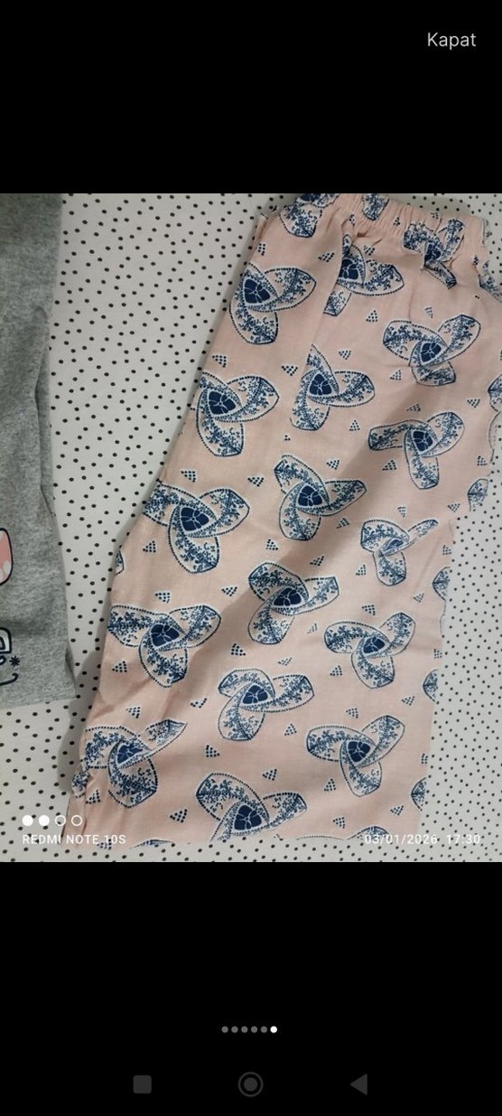 Gri Baskılı kız çocuk Kısa Kollu  Pijama Takımı - Görsel 4