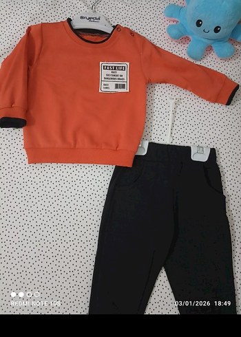 Turuncu Bebek Erkek Sweatshirt Takımı - Görsel 2