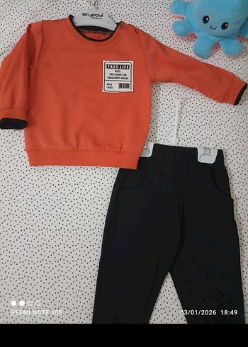 Turuncu Bebek Erkek Sweatshirt Takımı - Görsel 4