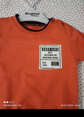 Turuncu Bebek Erkek Sweatshirt Takımı - Görsel 3