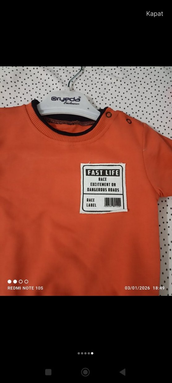 Turuncu Bebek Erkek Sweatshirt Takımı - Görsel 3