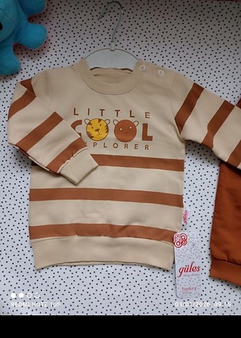 Uzun Kollu Kahverengi Erkek Bebek Takımı - Görsel 3