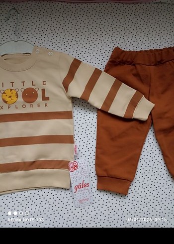 Uzun Kollu Kahverengi Erkek Bebek Takımı - Görsel 4